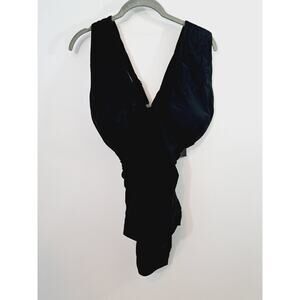 Daci Side Shirred 1 PC Swimsuit Womens size XXL Black Wide Strap Slimming Silky